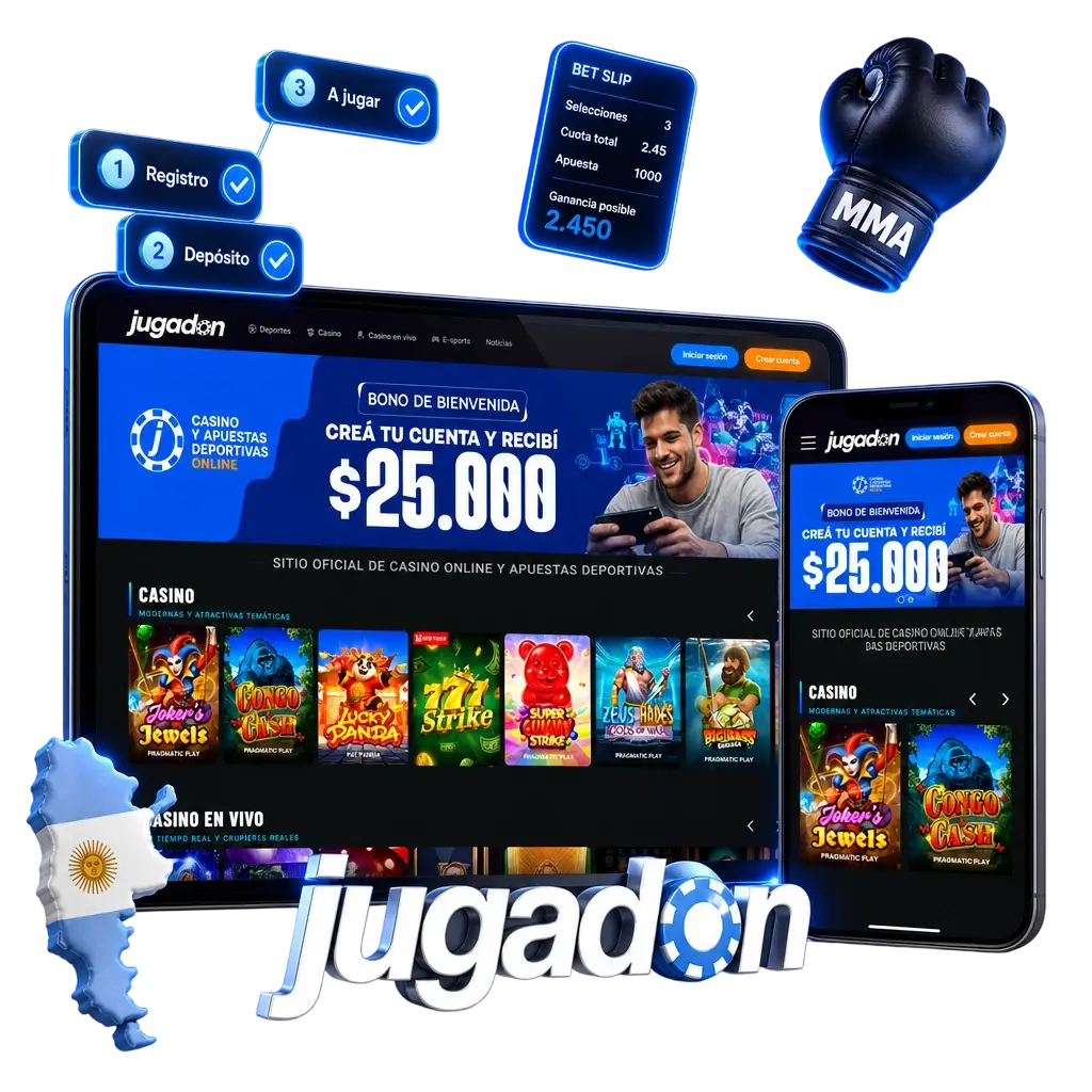 Guía paso a paso para apostar en MMA/UFC en Jugadon: registro, depósito y carga de cupón con cuotas en vivo.