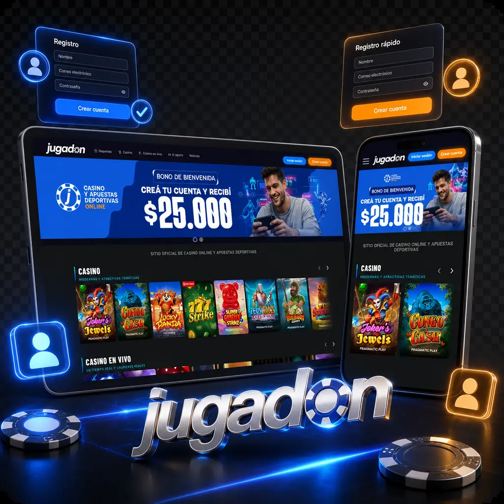 Pasos para crear una cuenta en Jugadon Argentina: registro, datos personales, contraseña segura y activación del perfil.
