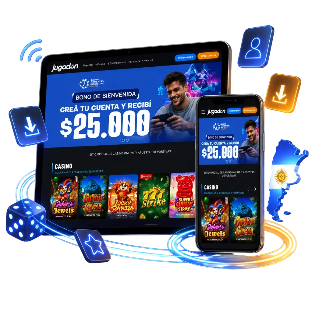 Descargá la app móvil de Jugadon para Android e iOS y accedé a apuestas, caja y casino desde tu celular.