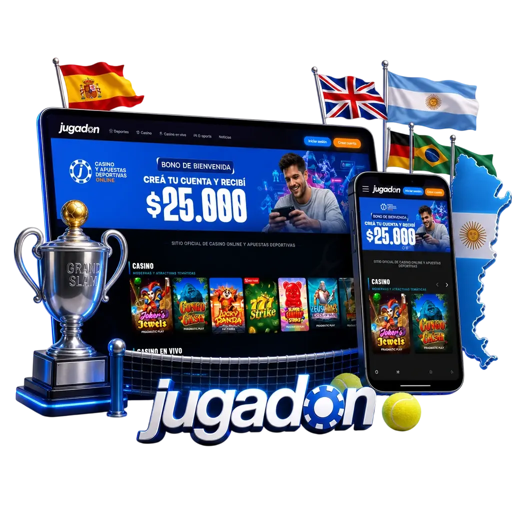 Apuestas en las mejores ligas de tenis: Grand Slams, ATP Masters 1000 y WTA 1000 en Jugadon Argentina.