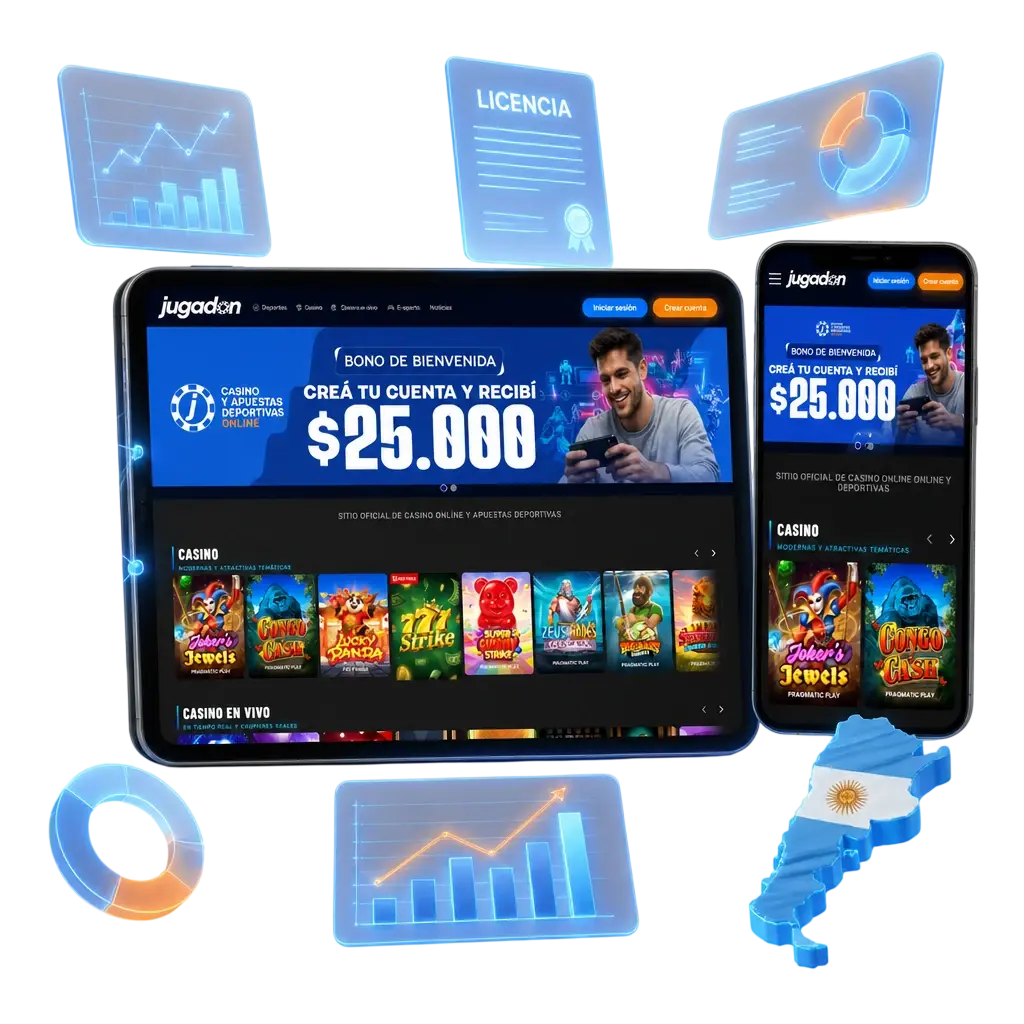 Logo de Jugadon, casa de apuestas online con casino y deportes para jugadores de Argentina desde 2023.